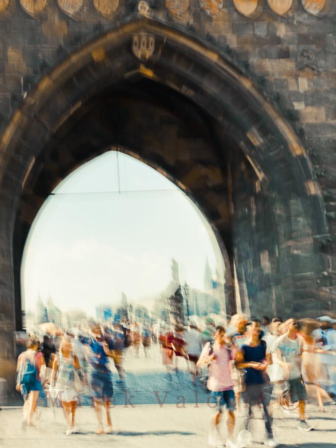 Fine Art photo | People walking from Charles bridge in Prague| ready to print