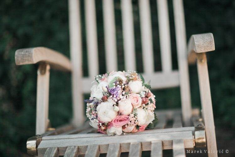 vintage bouquet on chair