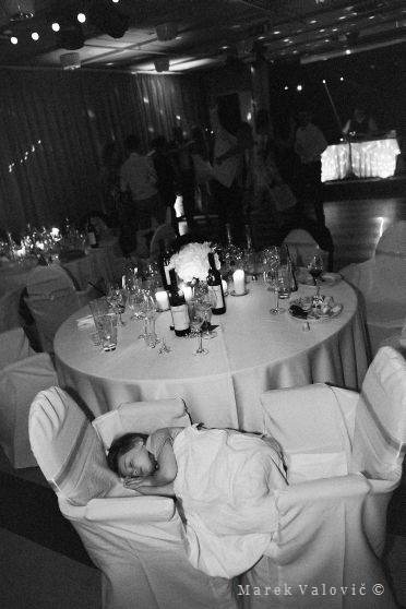 child sleeping on a wedding