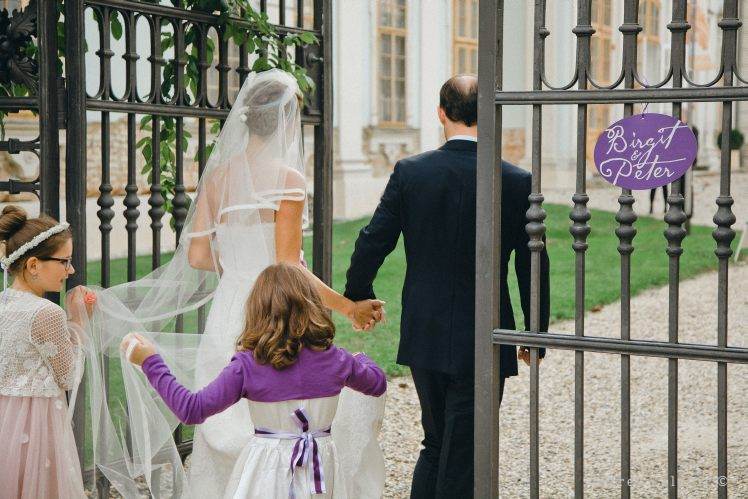 entering castle gate wedding