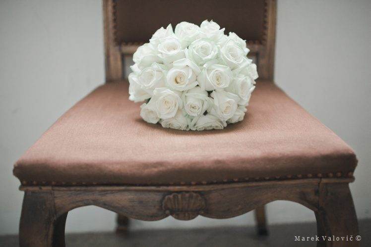 bouquet on vintage chair